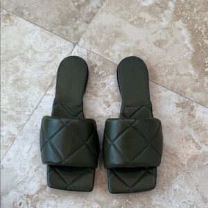 Bottega Veneta Olive Quilted Sandals